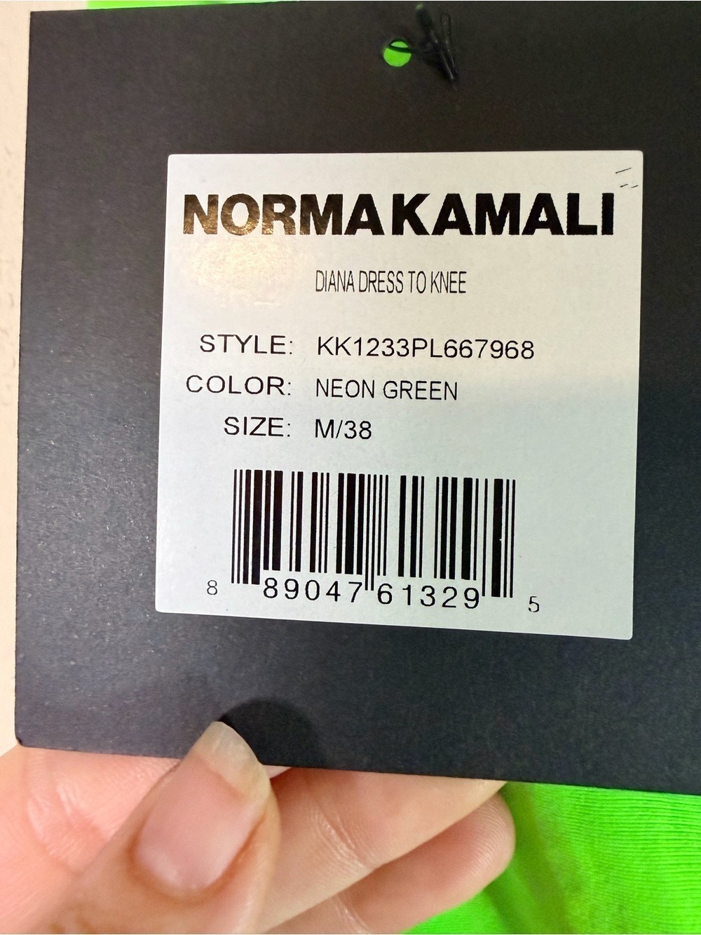 NWT Norma Kamali Diana Dress to Knee Neon Green M Asymmetrical Draped Dress - Picture 2 of 10